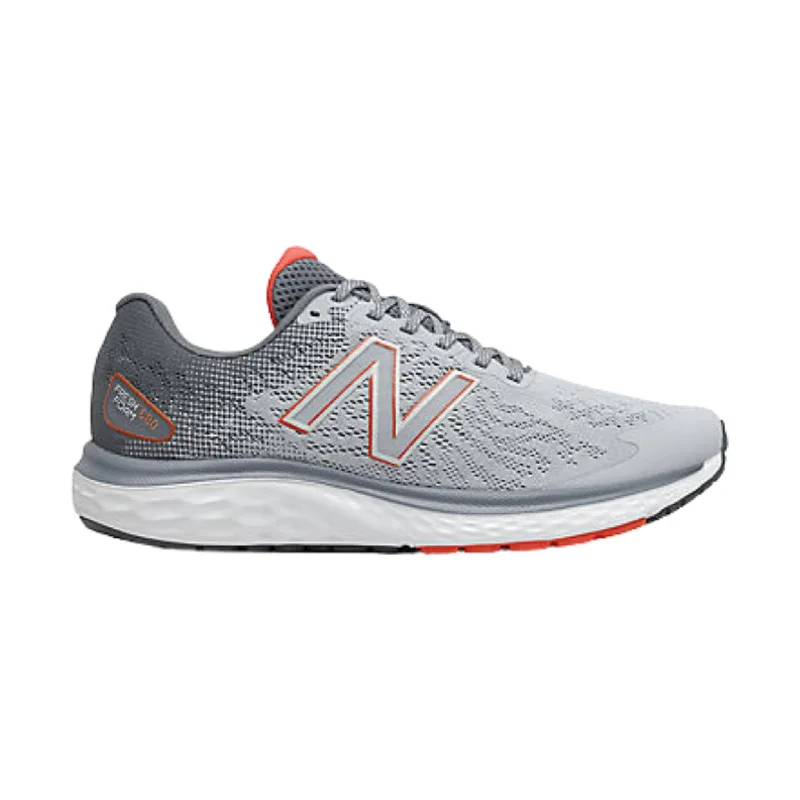 New Balance Men's Fresh Foam 680v7 Running Shoes - Light Grey/Red